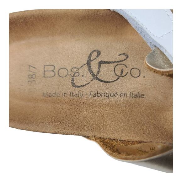 Bos & Co White Gold Cork Wedge Sandals Made in Italy 38 US 7 - Picture 6 of 6